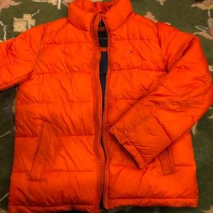 orange tommy hilfiger puffer jacket